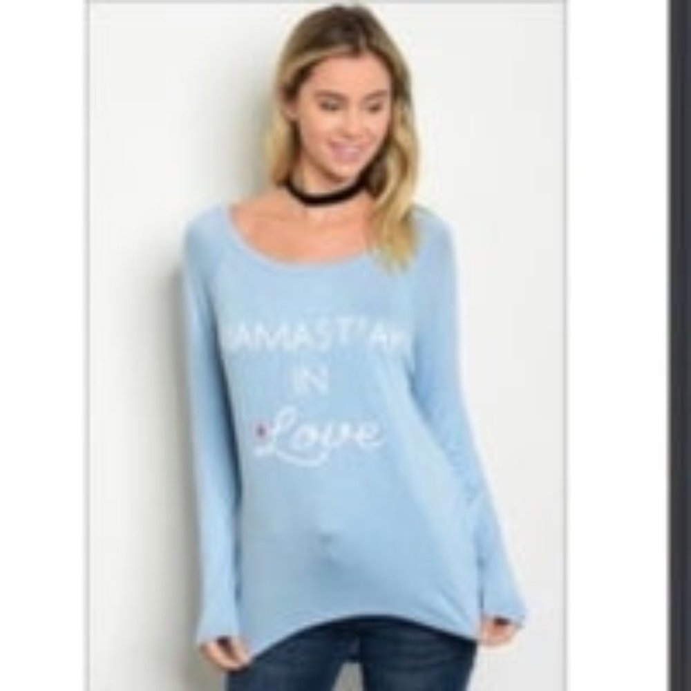 Blue Namast’ay In Love Long Sleeve Tunic Top